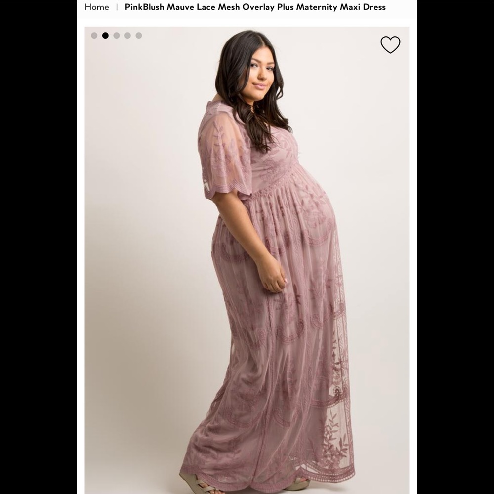 Pink blush lace maxi maternity dress